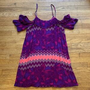 Purple and Pink Cold Shoulder Dress